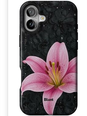 Blunt Phone Case For Iphone 16 Plus ,Pink Lily Floral Phone Case - Black